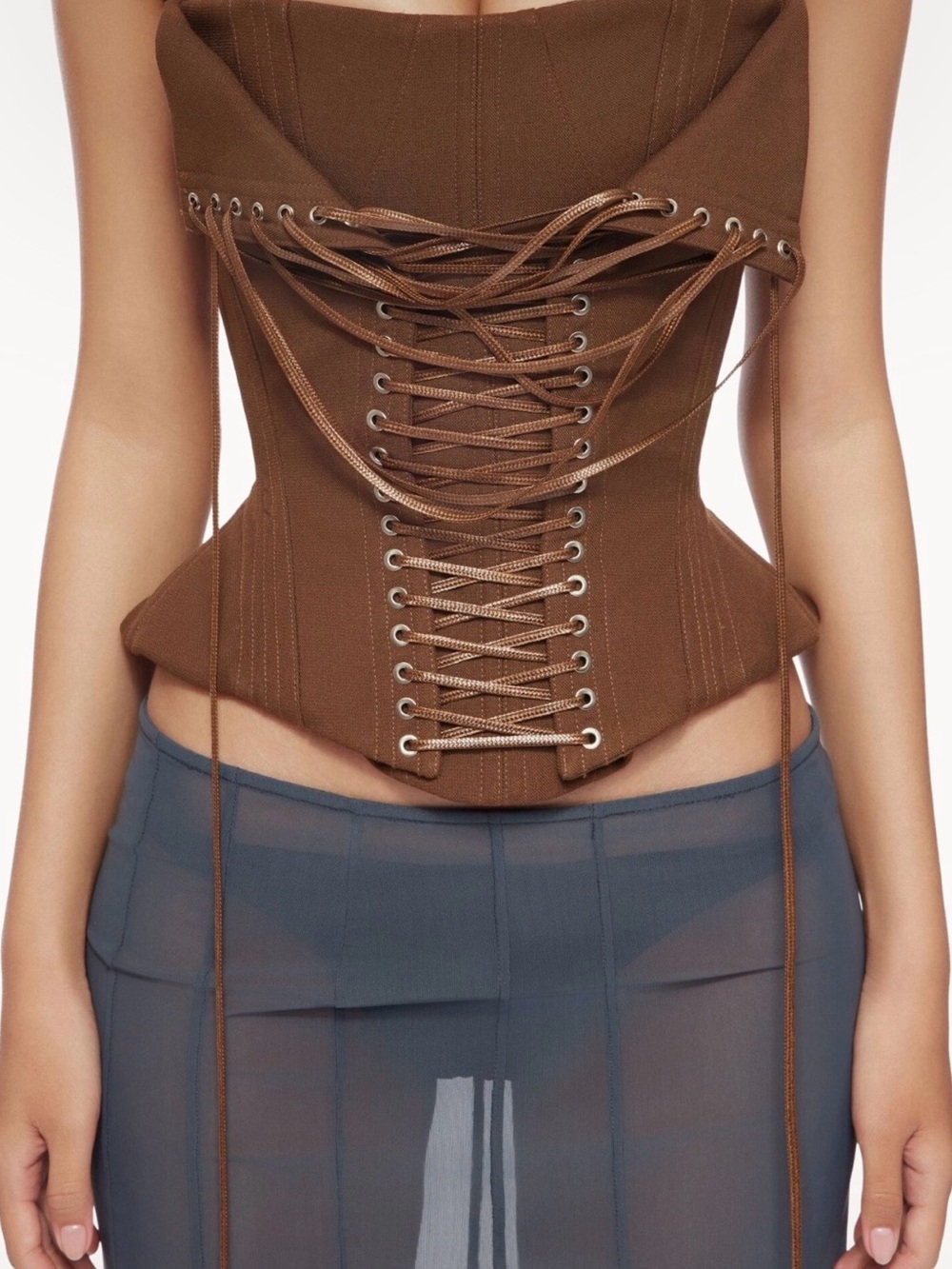 Fanci club savannah lace-up cor set Brown Top never worn - Picture 3 of 4